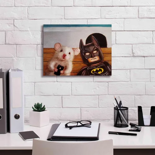 Vista 3 de Epic Graffiti 'Selfie with Superhero' de Lucia Heffernan, arte de pared en lienzo, 16 x 12 pulgadas