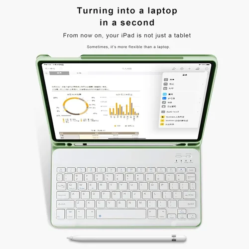 Vista 6 de aoub Funda para iPad de 9ª/8ª/7ª Generación de 10.2 pulgadas, Funda con Soporte Folio Desmontable Cubierta de Teclado Inalámbrico Bluetooth Funda