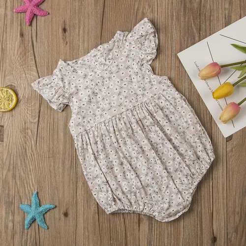 Vista 5 de Ropa de una pieza de verano para bebé niña, sin mangas, de algodón, lino, mameluco con diadema Albaricoque