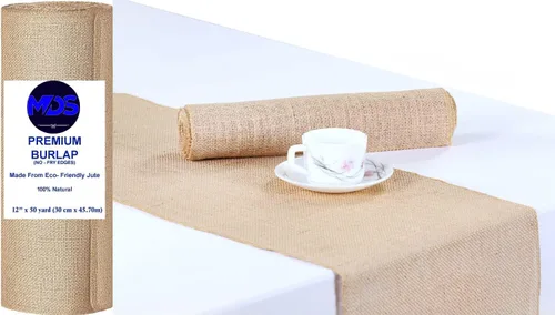 Vista 10 de MDS - Paquete de 5 caminos de mesa de arpillera para boda de 12 pulgadas x 10 yardas de largo, rollo para estilo granja, manteles individuales
