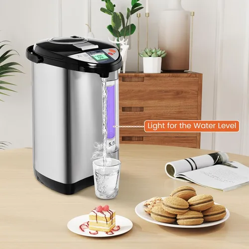 Vista 9 de ARLIME Dispensador de agua caliente de 5 L, hervidor de agua eléctrico con dispensador de 3 vías, pantalla LCD y 5 ajustes de temperatura, caldera