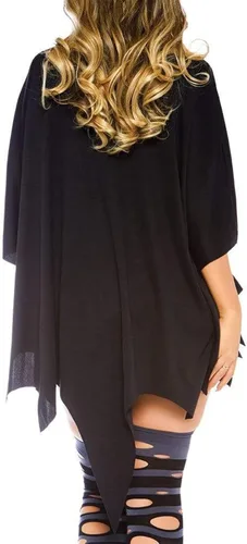 Vista 5 de Capa de Halloween para mujer, poncho gótico de telaraña para cosplay, escenario, fiesta, disfraz de Halloween para mujer