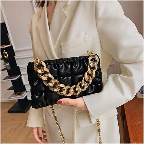 Vista 4 de KITOLTER - Bolso de mano con cadena gruesa, bolso pequeño para mujer