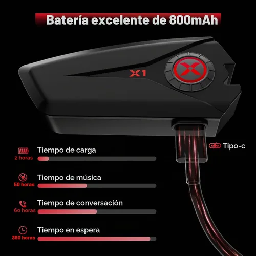 Vista 3 de XGP X1 - Auriculares Bluetooth para casco de motocicleta V5.3 con asistente de voz, altavoces de casco de 1.575 in con IP67 impermeable, auriculares