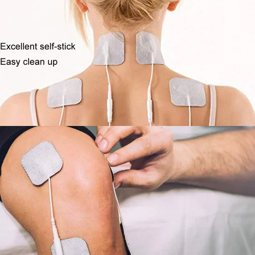 Vista 3 de TENS - Almohadillas de repuesto para unidades TENS, 24 piezas de electrodos autoadhesivos con cable, 2 x 2 pulgadas (2 x 2 – 24 piezas)