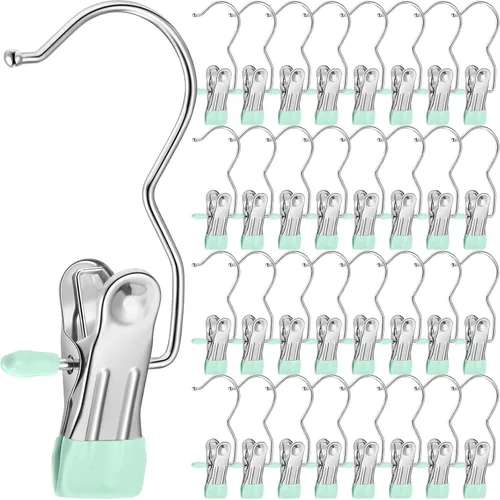 Vista 10 de Yinder Ganchos Colgadores para Botas Clips Ganchos de Lavandería Colgantes de Acero Inoxidable Pinzas para Ropa Colgadores Portátiles para Armario