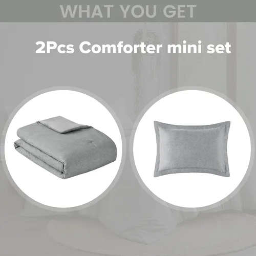 Vista 6 de Comfort Spaces Camden - Juego de edredón para todas las estaciones, tamaño individual/individual XL, 2 piezas, color gris