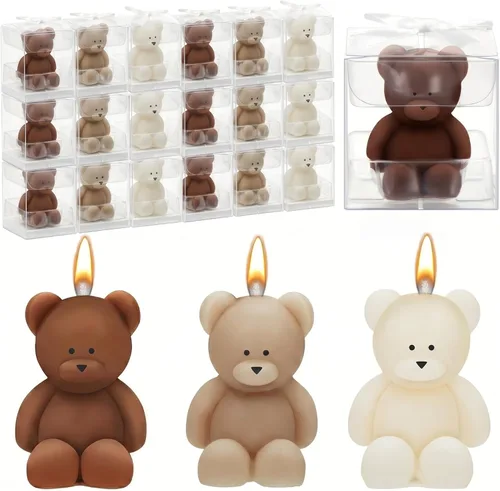Vista 7 de 15 velas de oso para baby shower, regalos de fiesta de oso invitado, velas de baby shower, a granel para regalos decoraciones de fiesta (rosa, azul)