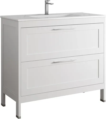 Vista 4 de DAX Lakeside - Tocador individual de madera y porcelana con lavabo Onix, 40 pulgadas, color blanco