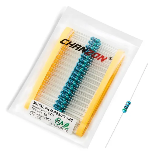 Vista 49 de Chanzon 100pcs 1/2W (0.5W) 1 Ω ohmios Resistencia fija de película metálica 0.01 ±1% Tolerancia 1R MF Orificio pasante Resistencias limitadoras
