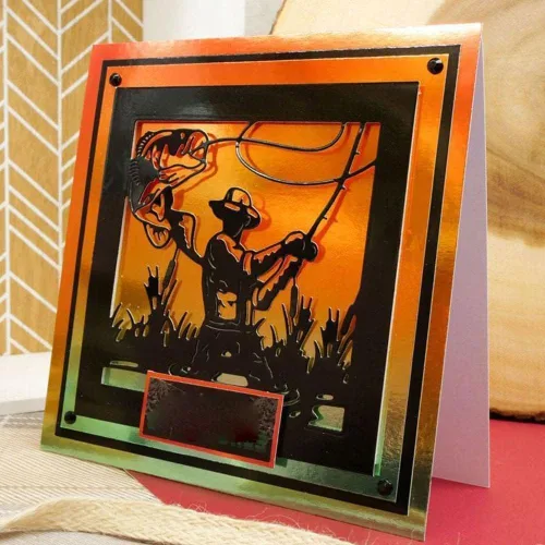 Vista 5 de Troqueles de corte de pesca para hacer tarjetas, troqueles de corte de metal para bricolaje álbumes de recortes, álbum de fotos, papel decorativo
