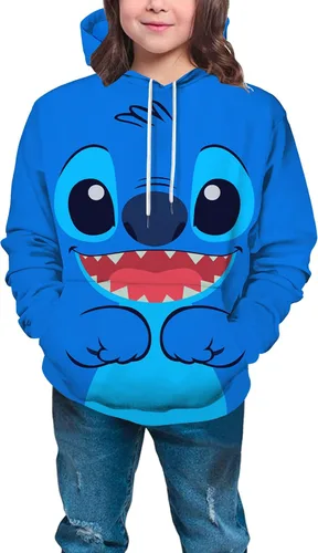 Vista 4 de Sudadera con capucha de orejas de gato con estampado 3D, sudadera deportiva con capucha para niños y niñas y jóvenes