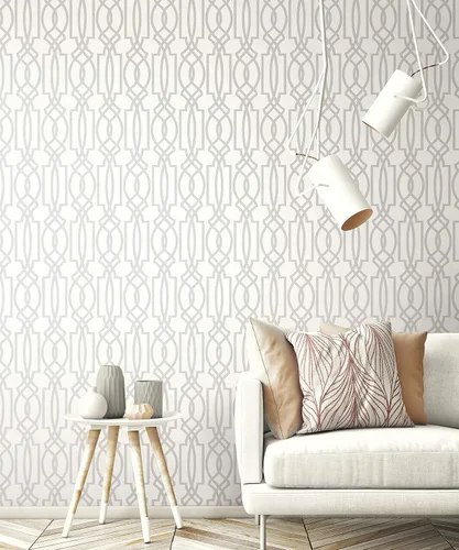 Vista 2 de NextWall Papel tapiz decorativo gris suave para despegar y pegar