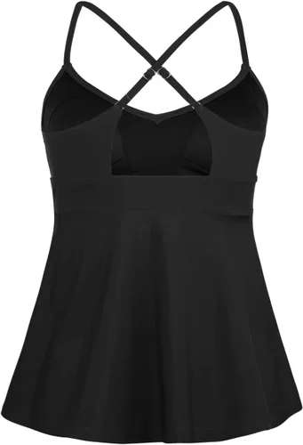 Vista 3 de Hilor Tankini para mujer, cuello en V, traje de baño fluido con espalda cruzada