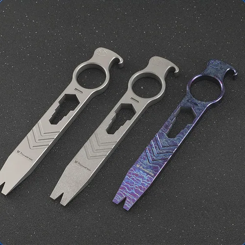Vista 6 de Edc - Barra de palanca de titanio, herramienta multiherramienta de bolsillo, abridor de botellas, barra de palanca para extractor de uñas, pequeña