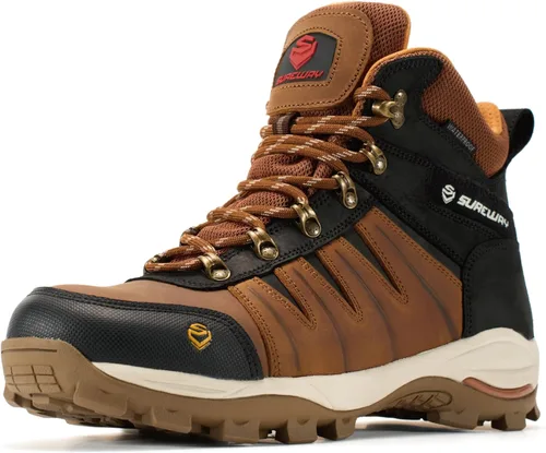 Vista 8 de SUREWAY Men's 6" Waterproof Work Boots - Soft Toe,Leather Lace Up,EH Rated, Slip Resistant Outsole for Construction, Roofing & Hunting Work Boots