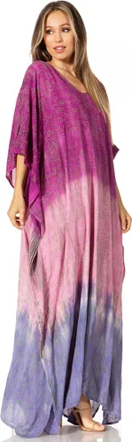 Vista 4 de Sakkas Tacy - Vestido largo casual de verano para mujer, estilo bohemio, caftán, caftán