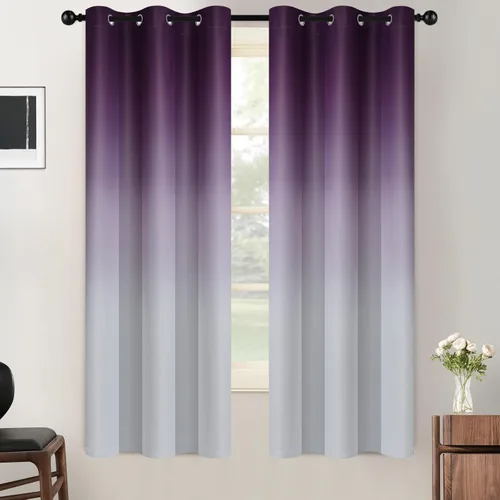 Vista 197 de SimpleHome Cortinas degradadas degradadas para oscurecer la habitación de 36 pulgadas de largo para dormitorio, con ojales y bloqueo de luz Negro