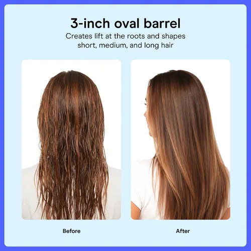 Vista 3 de Cepillo de aire caliente Conair Barril ovalado de 3 pulgadas para cabello ondulado, rizado y texturizado, oro rosa, BC95L