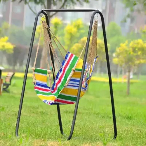Vista 3 de Soporte para silla de hamaca, soporte de hamaca de acero resistente, soporte de columpio resistente multiusos para jardín al aire libre, patio