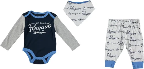 Vista 6 de Original Penguin Baby Boys Creeper Bodysuit and Jogger Pants 3 Pack Gift Set