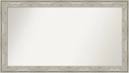 Vista 250 de Amanti Art Espejo de baño plateado para sobre el fregadero, 28 x 37 pulgadas, elegante espejo rectangular de peltre cepillado, marco de madera