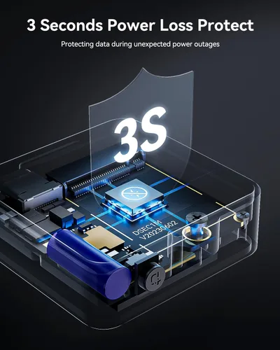 Vista 4 de DOCKCASE Pocket M.2 2230 NVMe SSD Enclosure, Soporta 3s PLP Previene la Pérdida de Datos de Escritura, USB 3.2 Gen 2 Type-C (10 Gbps), Compatible