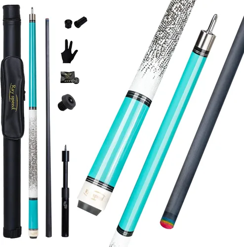 Vista 8 de Taco de Billar de Fibra de Carbono 12.5mm Punta Arcoíris Baja Deflexión Taco de Billar con Junta de Pin Uni-loc y Extensión Taco de Billar-20 oz
