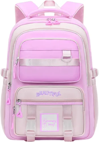 Vista 2 de Linda mochila estética para mujer, mochila universitaria para laptop, mochila kawaii preppy múltiples bolsillos antirrobo, impermeable, mochila Negro