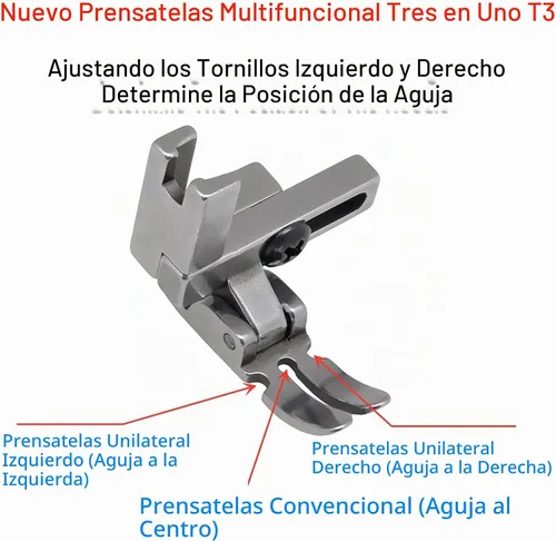 Vista 4 de Universal Foot #T3 - Prensatelas ajustables con cordón/regular/cremallera para accesorios de máquina de coser industrial de 1 aguja 1 pieza de metal