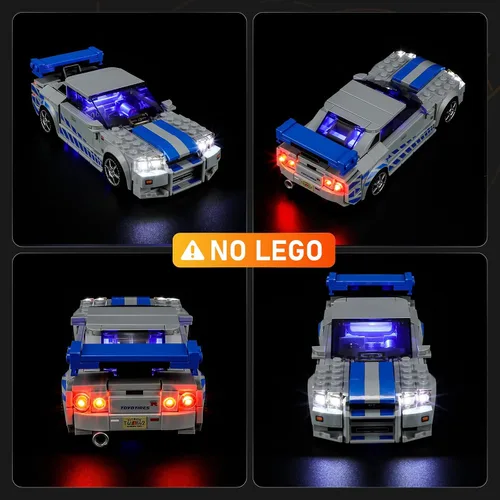 Vista 4 de LIGHTAILING Luz para Lego - 76917 2-Fast-2 Furious Nissan Skyline GT-R (R34) - Kit de iluminación LED compatible con modelo de bloques