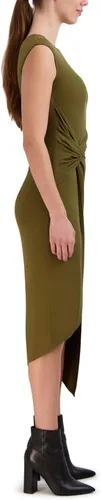 Vista 2 de Laundry by Shelli Segal Womens Midi Dress Cap Sleeve Asymmetrical Knot Front Dresses