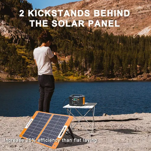 Vista 5 de Generador solar con panel solar incluido, FF Flashfish 151Wh estación de energía portátil + panel solar de 60 W (salida CC/USB-A/USB-C), batería