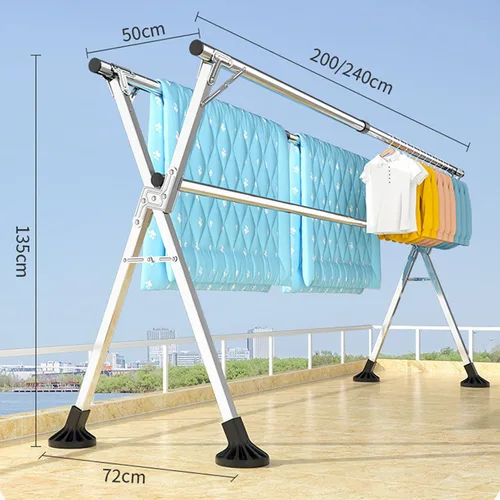Vista 2 de Heavy Duty Stainless Steel Clothes Drying Rack - Foldable Portable Laundry Drying Rack for Indoor Outdoor Use - Foldable Clothing Rack