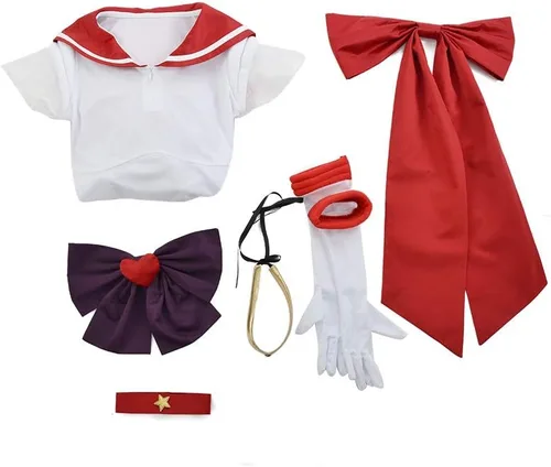 Vista 4 de Coskidz Disfraz de Hino Rei Sailor Mars Cosplay versión SuperS para mujer (multicolor, L)