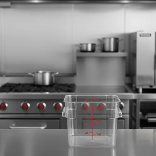 Vista 3 de TrueCraftware Contenedor cuadrado de policarbonato transparente de 6 cuartos de galón, contenedor de almacenamiento de alimentos que ahorra espacio