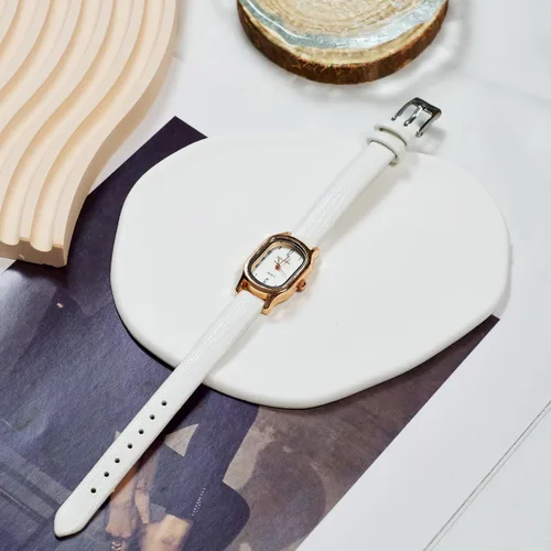 Vista 4 de Luxury Women's Analog Leather Strap Watch with Rose Gold-Tone Hands Square Watch & Round Watch