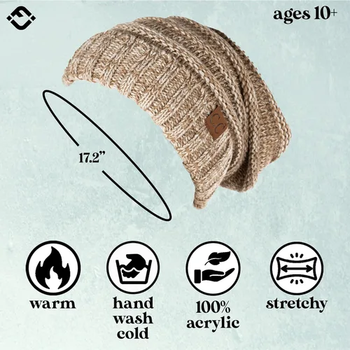 Vista 58 de Funky Junque Gorro de moda de punto trenzado de talla extragrande, grueso, abrigado, suave y holgado