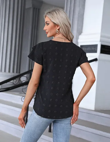 Vista 5 de Blooming Jelly Blusas elegantes para mujer, blusas casuales de trabajo, blusas de verano con mangas con volantes