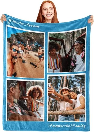 Vista 9 de ShineSand Manta personalizada con foto, manta de fotos personalizada con texto de nombre, manta divertida personalizada, manta de forro polar