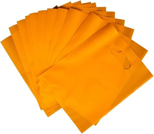 Vista 20 de ysmile Pequeña bolsa de compras de plástico negro para pequeñas empresas Bolsa de mercancía de plástico con asa Poli troquelado para venta al por