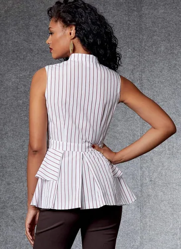 Vista 4 de Vogue Patterns V1728B5 Misses Top/Vest B5 (8-10-12-14-16), color blanco