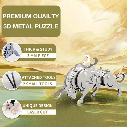 Vista 3 de Microworld Rompecabezas de metal 3D, kits de modelo de metal mecánico de vaca, colección Steel Warcraft Challenge rompecabezas 3D para adultos