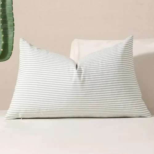 Vista 64 de vctops Fundas de almohada decorativas a cuadros azules de 12 x 20 pulgadas, funda de cojín lumbar de guingán para sofá, dormitorio