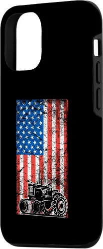 Vista 2 de Carcasa para iPhone 15 con bandera estadounidense para tractores agrícolas patrióticos Farmer USA