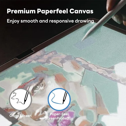 Vista 4 de Penoval Protector de pantalla desmontable Paperfeel para tableta Google Pixel 2023, Nano Tech reutilizable, fácil de instalar y quitar