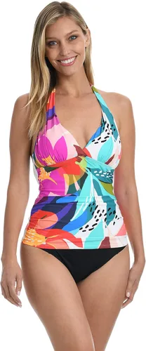 Vista 3 de Top de traje de baño tankini con cuello en V