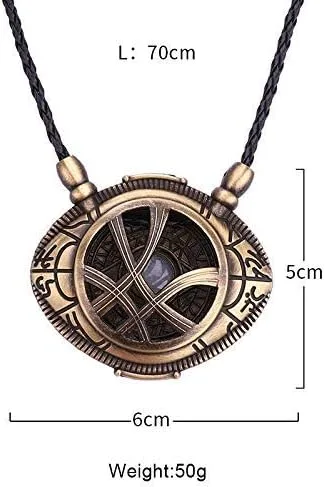 Vista 9 de HUAWELL 2 Piece Dr Cosplay Costume Strange Necklace Eye of Agamotto Costume Prop Stone Pendant Glow in The Dark