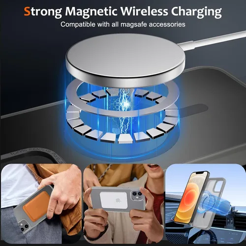 Vista 431 de Anuck - Funda magnética para iPhone 11 compatible con MagSafe, carcasa trasera mate translúcida dura, borde de TPU, delgada, resistente a impactos