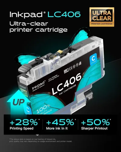 Vista 7 de iNKPAD Cartuchos de tinta compatibles LC406 para Brother LC-406 LC406XL compatibles con impresoras MFC-J4335DW J5855DW J6555DW J4535DW MFC-J6955DW